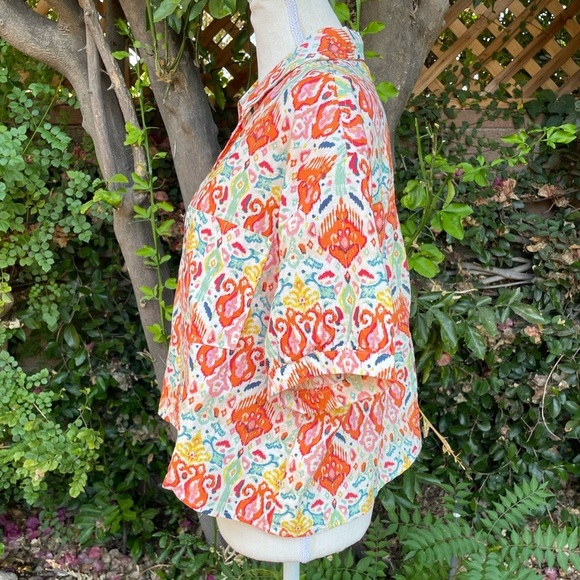 Short Sleeve Top Christian Siriano New York Button Up Crop Size Large - Picture 4 of 10